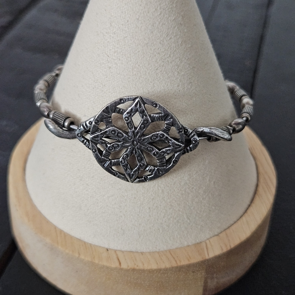Alex and Ani Silver Bracelet with Intricate Design Vintage Sixty-Six Beaded Wrap